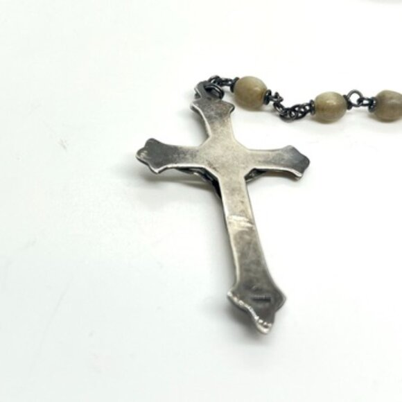 VINTAGE 925 STERLING SILVER ROSARY CATHOLIC CROSS NECKLACE BEADS 30” SIGNED - Picture 12 of 16